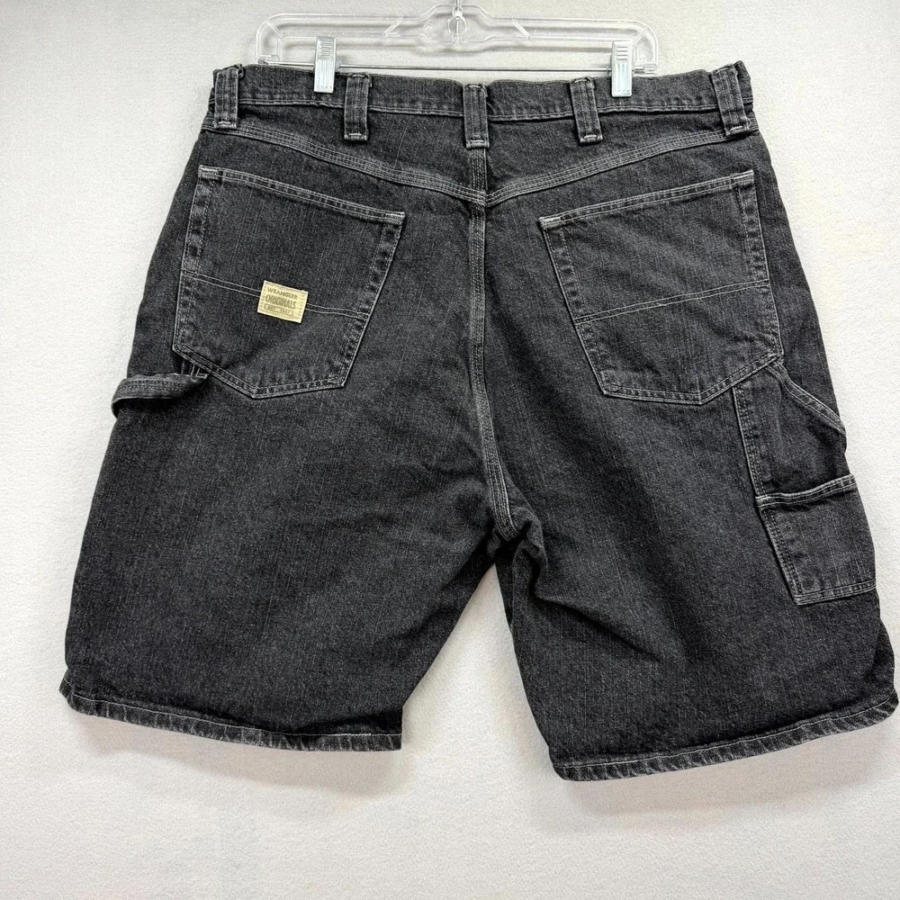 Vintage Wrangler Carpenter Shorts Mens 36 Gray‎ Denim Grunge Jorts Hammer Loop